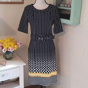 NWT ILE Polka Dot Belted Dress